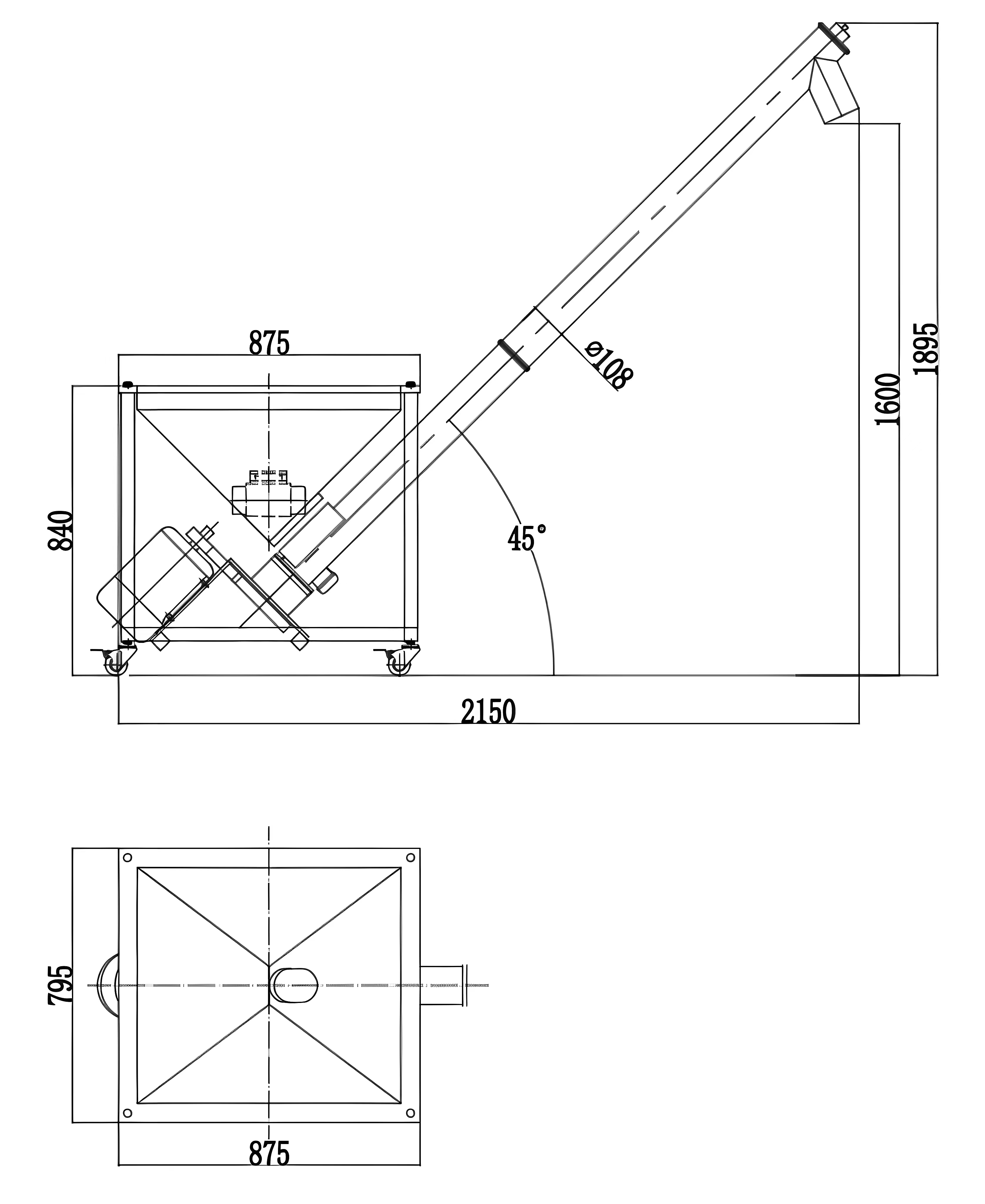 Transportador de tornillo APT-T2 (tolva cuadrada)