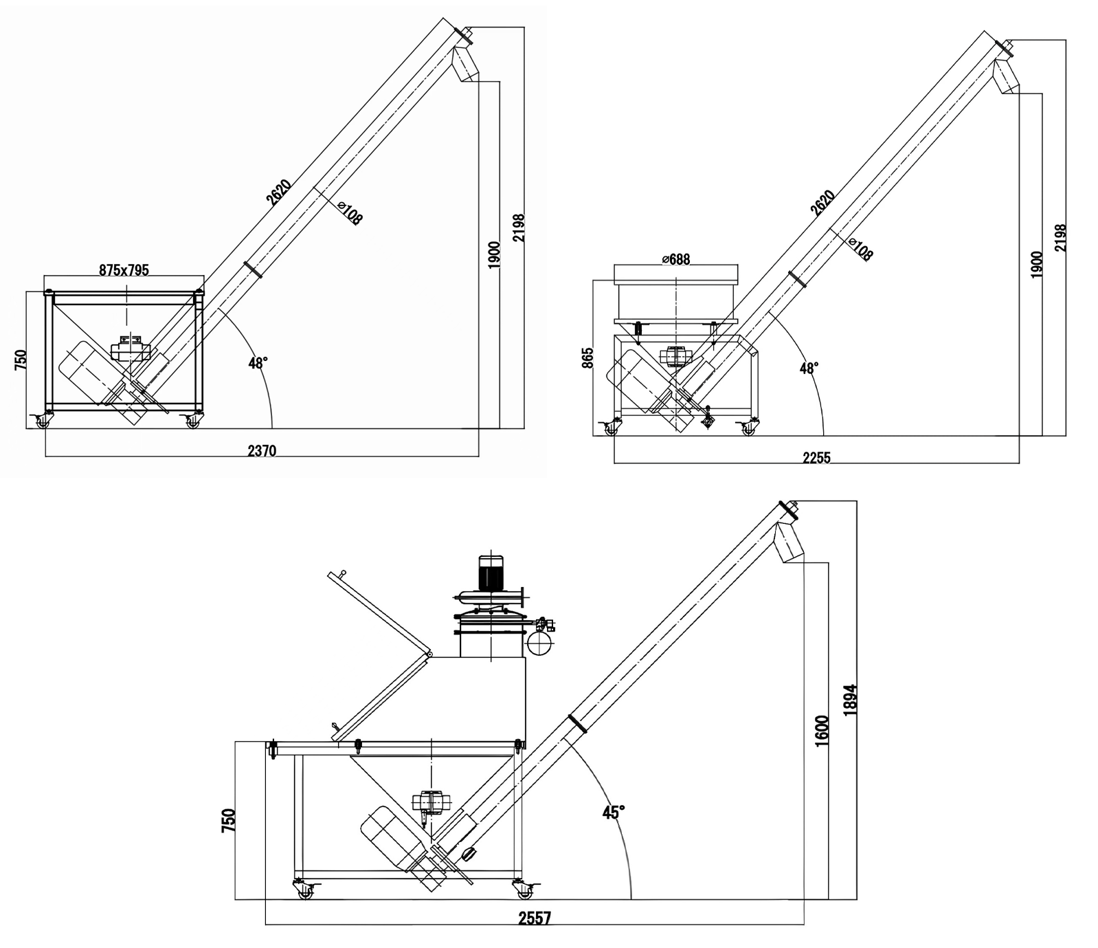 Transportador de tornillo APT-T3 (tolva redonda)
