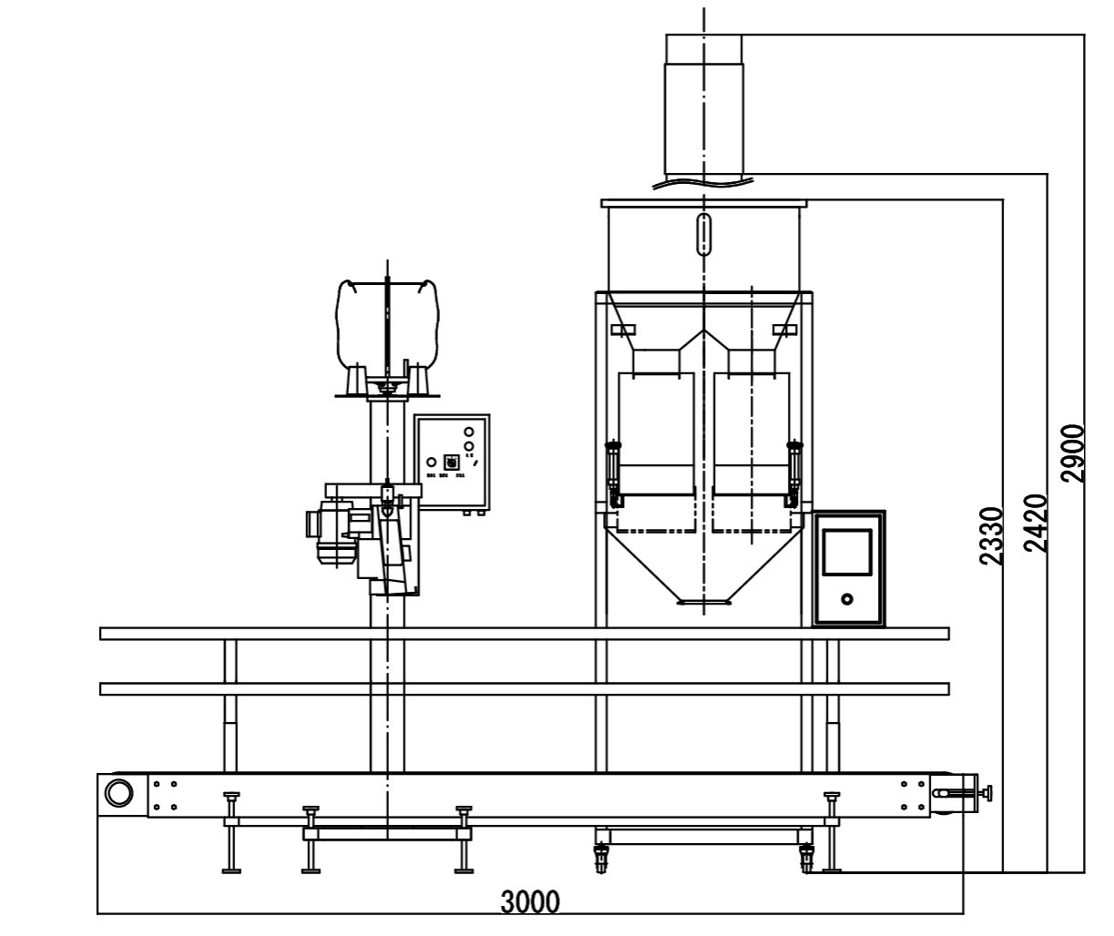 Máquina de llenado de pesaje de gránulos GMB-25kg (doble escala)